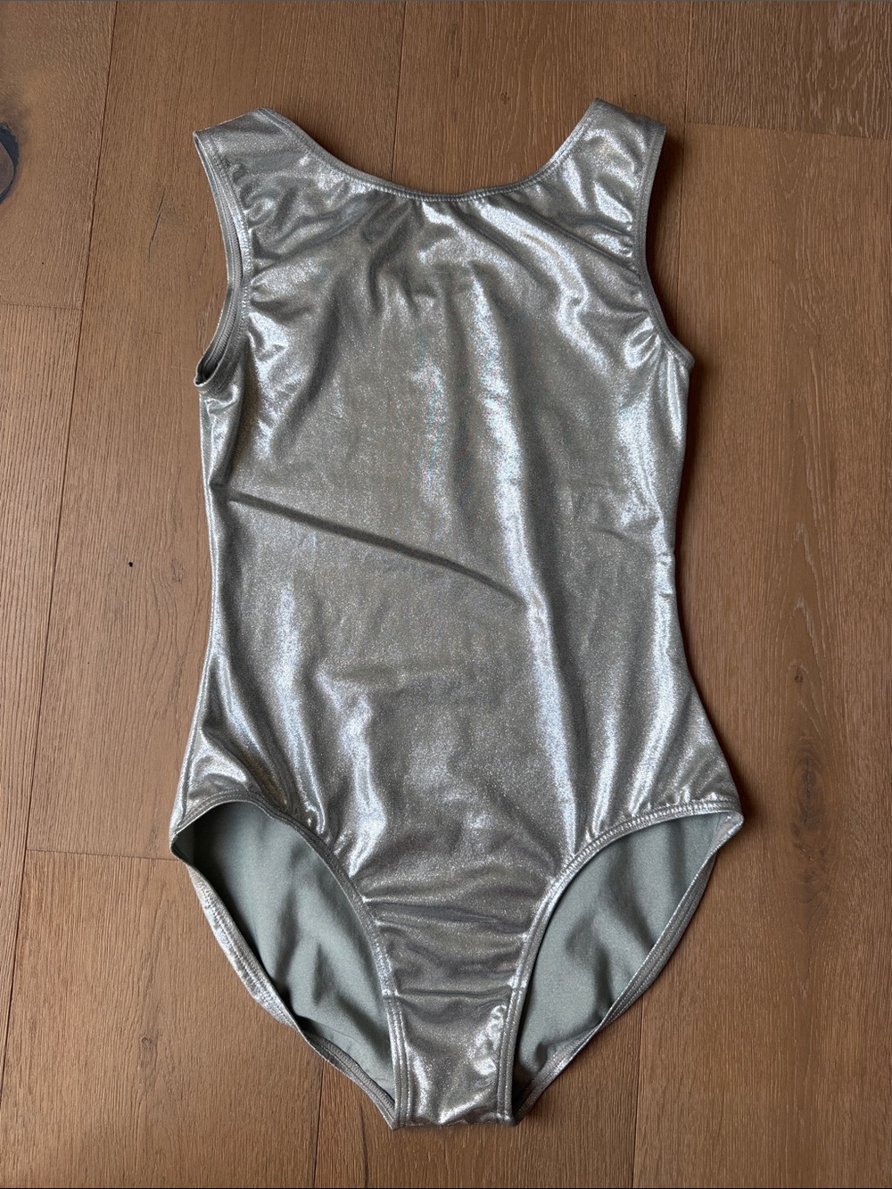 balera Metallic Silver Tank Leotard Bodysuit